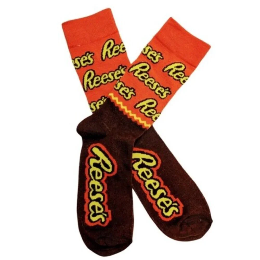 Reese’s Hershey Novelty Socks Mid Calf Crew Unisex Shoe SZ Women 7-13 Men 6-12